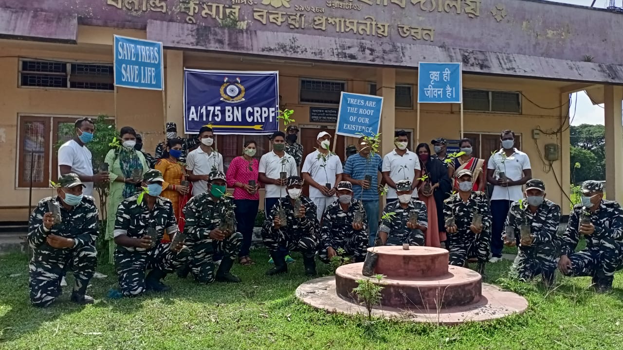 Save Trees Save Life: A/179BN of CRPF planting trees in the college campus