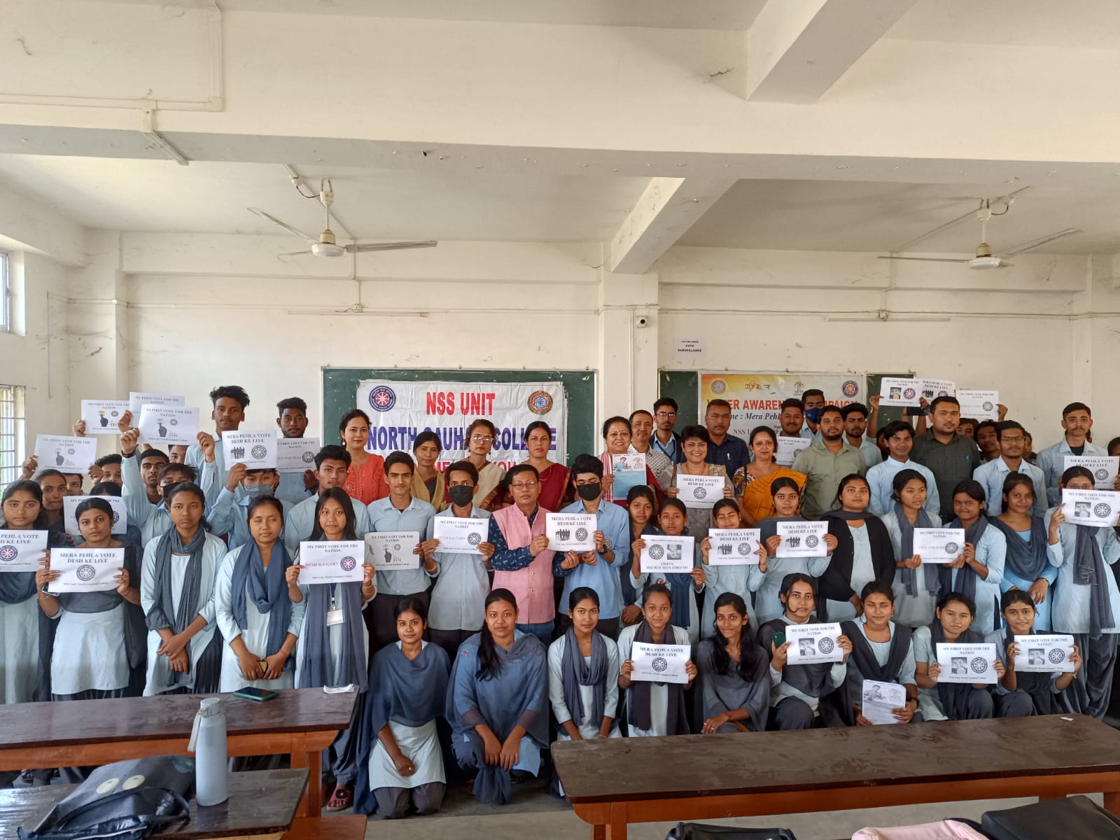 Voter Awareness Campaign organised by NSS Unit, North Gauhati College in collaboration with Dept. of Political Science and Dept. of Economics on 05.03.2024