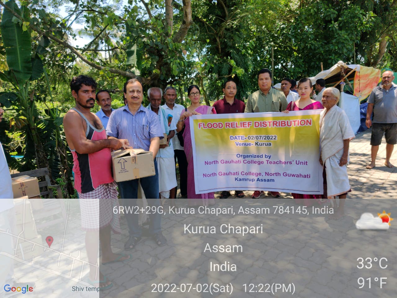 Flood Relief Distribution at Kurua Village by North Gauhati College Teacher's Unit on 2nd July, 2022