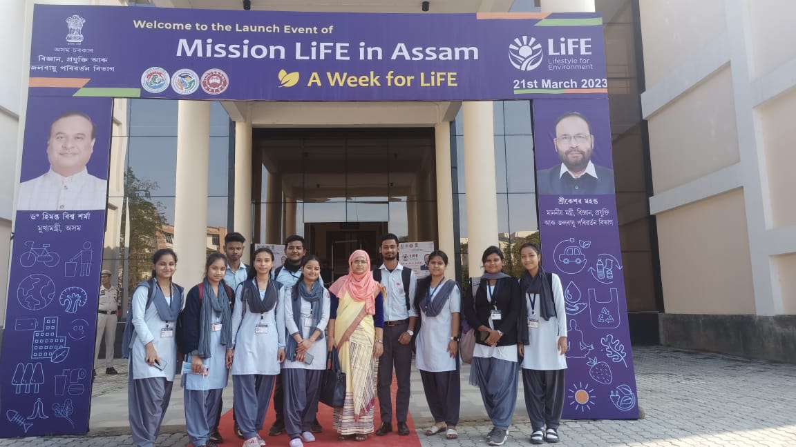 Students from North Gauhati College taking part in "A week for LiFE" organized by ASTEC at GMCH auditorium on 21.03.2023