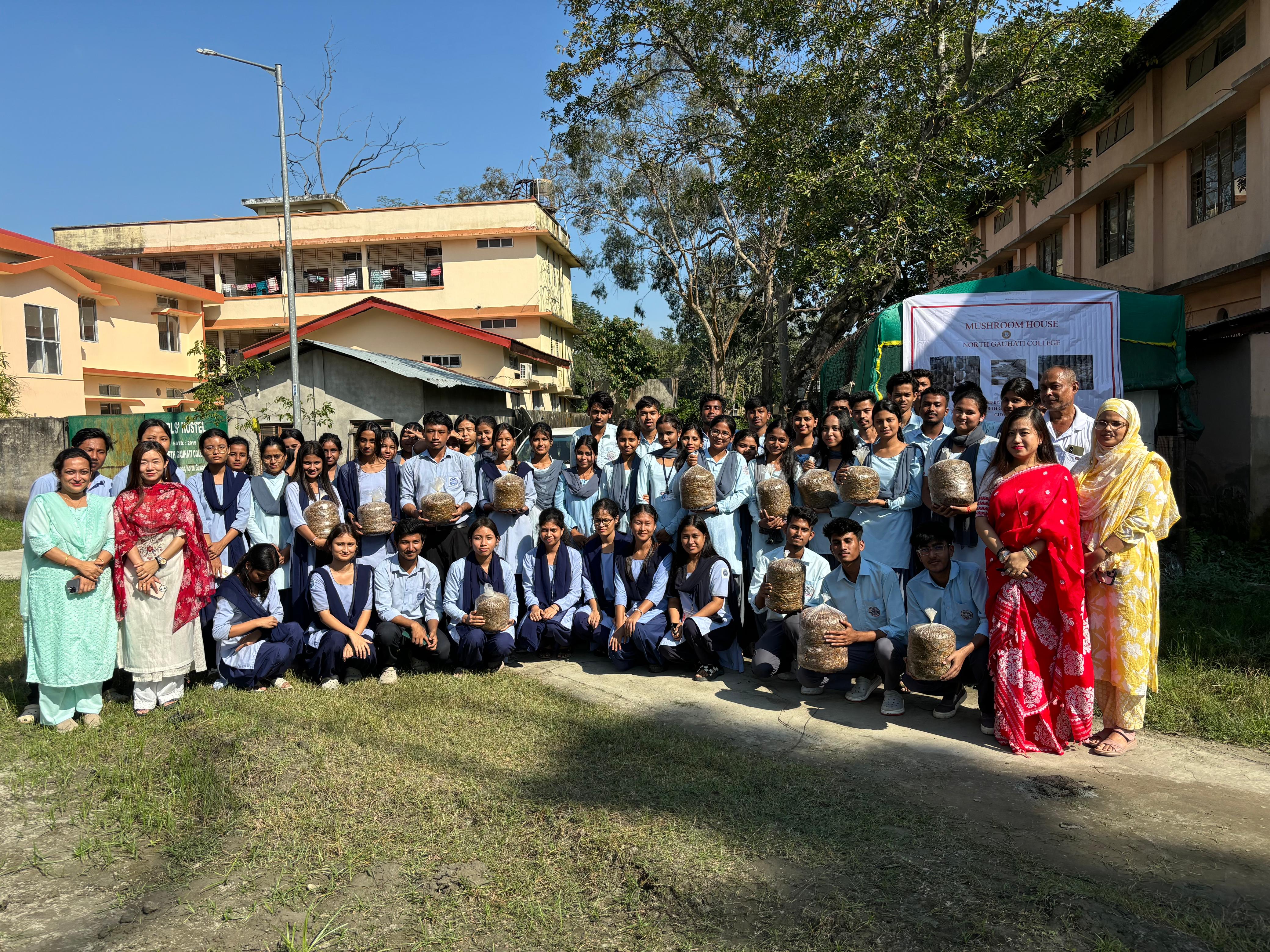 Students Exchange Programme under MoU between Depts. of Botany, North Gauhati College and Pragjyotish College and Hands-on training activity on Mushroom Cultivation Technology on 12.11.2024