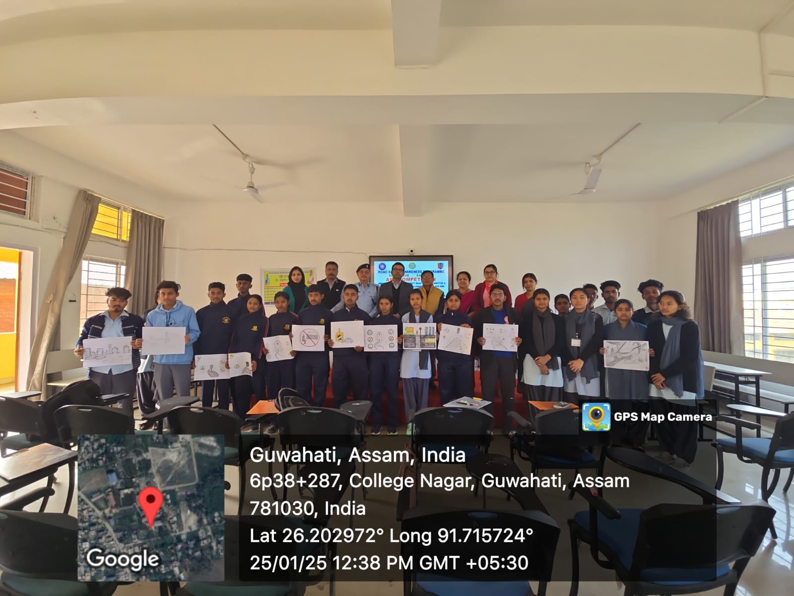 Art Competition organized by Kamrup District Road Safety Committee and Transport Department in collaboration with NSS and NCC North Gauhati College on 25.01.2025