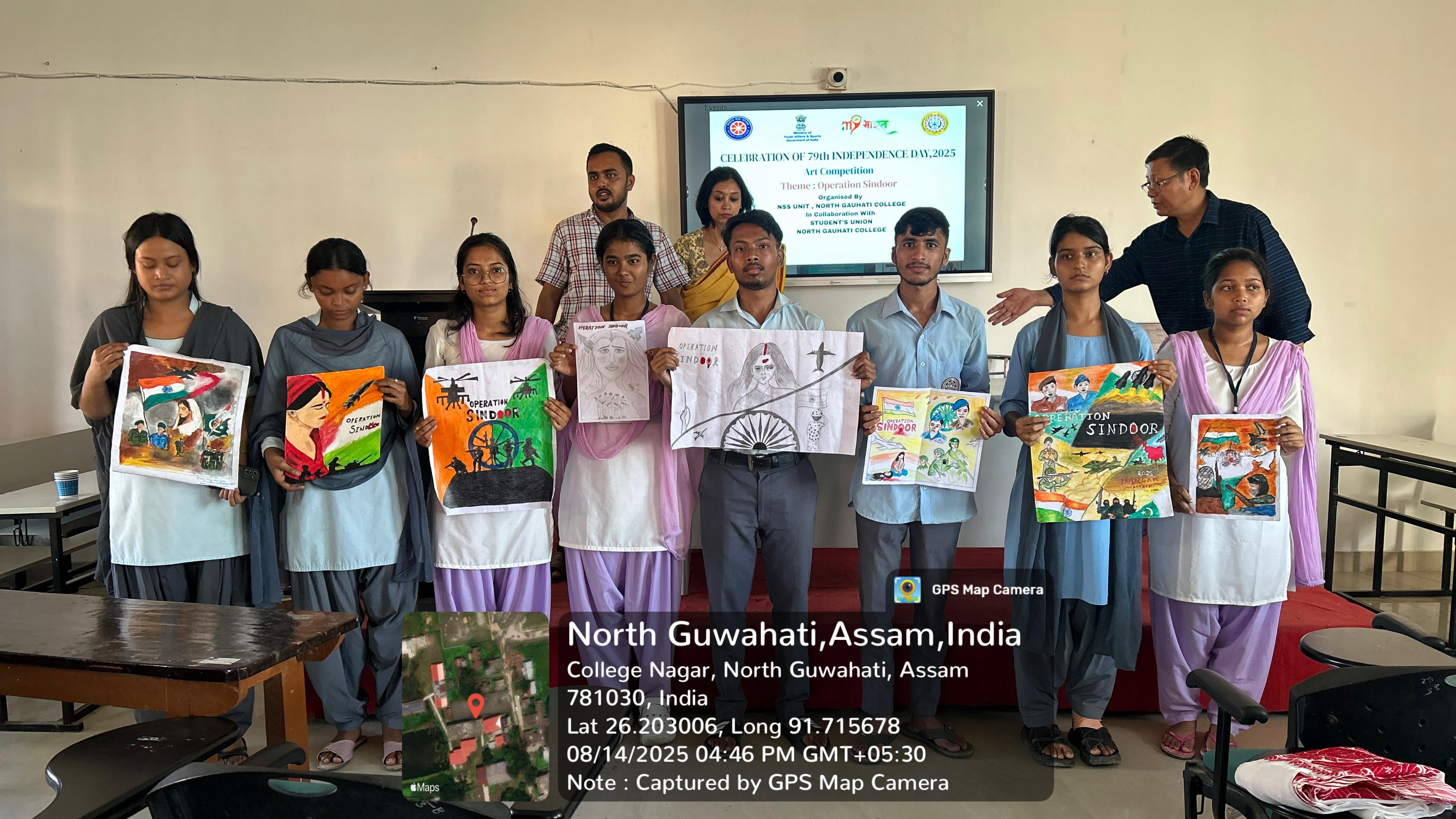 Art Competition on theme `Operation Sindoor` organised by NSS Unit and NGCSU on the occasion of 79th Independnce Day Celebration on 14.08.2025